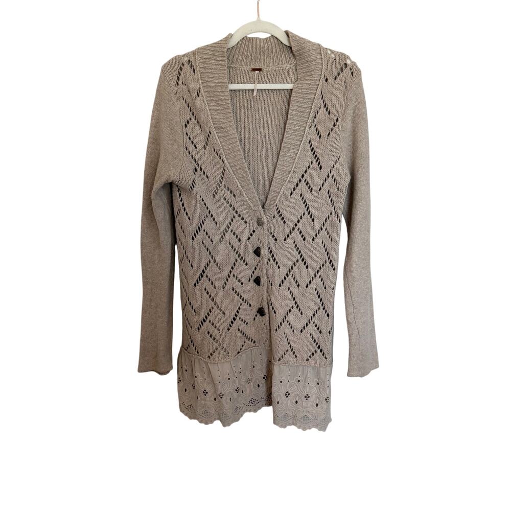 Free People Peplum Eyelet Cardigan